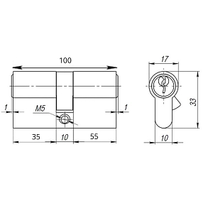 DORMA Цилиндровый механизм CBR-1 100 (40х60) ключ/ключ, никель #225142